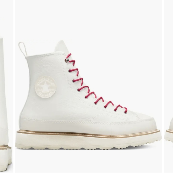 Chuck Taylor All Star leather cream colored ankle high shoe/boot. Unisex. NWOT - Picture 11 of 11